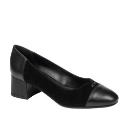 Women stylish, elegant shoes 1332 black velour combined