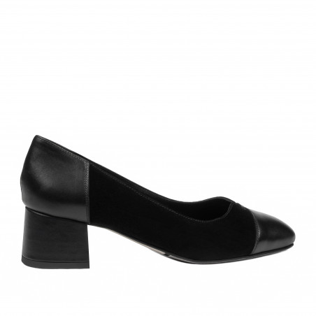 Women stylish, elegant shoes 1332 black velour combined