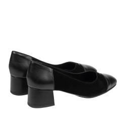 Women stylish, elegant shoes 1332 black velour combined