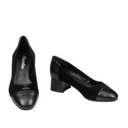 Women stylish, elegant shoes 1332 black velour combined