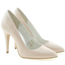 Women stylish, elegant shoes 1241 patent beige pearl