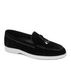 Women loafers, moccasins 6082 black velour
