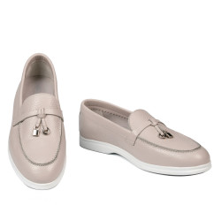 Women loafers, moccasins 6082 white portelan