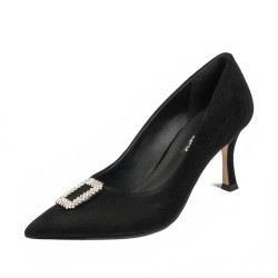 Women stylish, elegant shoes 1318 black velour