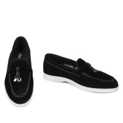Women loafers, moccasins 6082 black velour