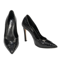 Women stylish, elegant shoes 1330 croco black