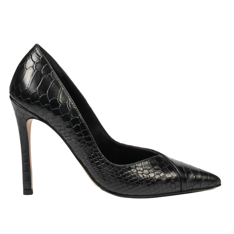 Women stylish, elegant shoes 1330 croco black