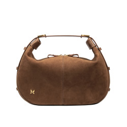 Women hand bag 038g suede dark brown