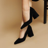 Women stylish, elegant shoes 1315 black velour lifestyle