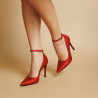 Women stylish, elegant shoes 1311 satin red lifestyle