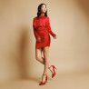 Women stylish, elegant shoes 1311 satin red lifestyle