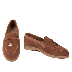 Women loafers, moccasins 6082 camel velour