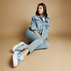 Women sport shoes 6089 jeans bleu combined lifestyle