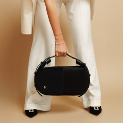 Women hand bag 038g 01 suede black lifestyle