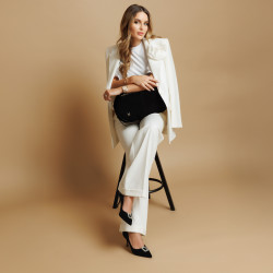 Women stylish, elegant shoes 1318 black velour lifestyle