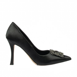 Women stylish, elegant shoes 1339 satin black