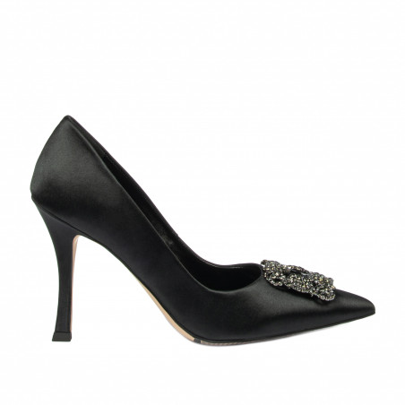 Women stylish, elegant shoes 1339 satin black