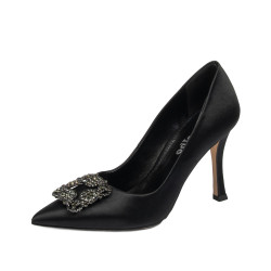 Women stylish, elegant shoes 1339 satin black