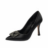 Women stylish, elegant shoes 1339 satin black