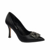 Women stylish, elegant shoes 1339 satin black