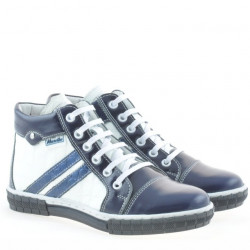 Children boots 3213 patent indigo+white
