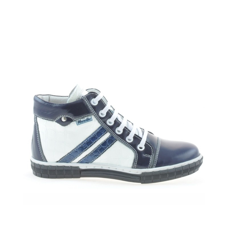 Children boots 3213 patent indigo+white