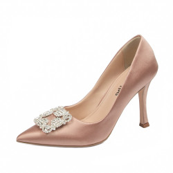 Women stylish, elegant shoes 1339 satin nude