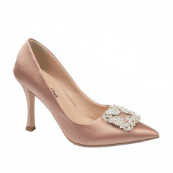 Women stylish, elegant shoes 1339 satin nude