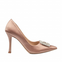 Women stylish, elegant shoes 1339 satin nude