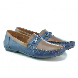 Men loafers, moccasins 737 indigo+brown