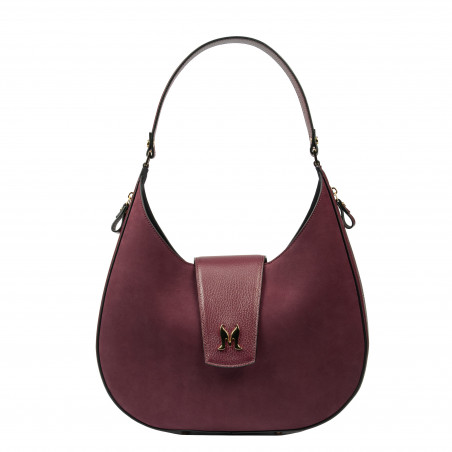 Women shoulder bag 036g burgundy suede