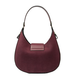 Women shoulder bag 036g burgundy suede