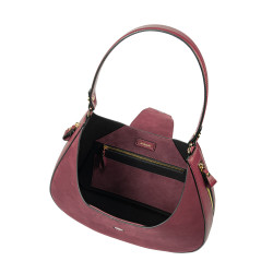 Women shoulder bag 036g burgundy suede