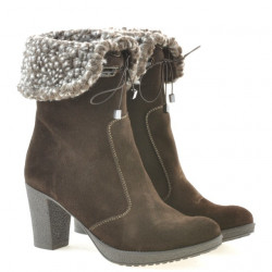 Women knee boots 3266 cafe velour