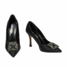 Women stylish, elegant shoes 1339 satin black