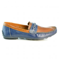 Men loafers, moccasins 737 indigo+brown