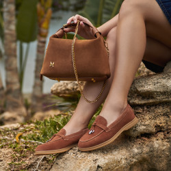 Women loafers, moccasins 6082 camel velour