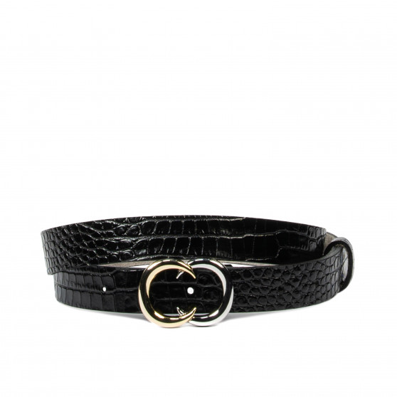 Women belt 37-1m croco patent black