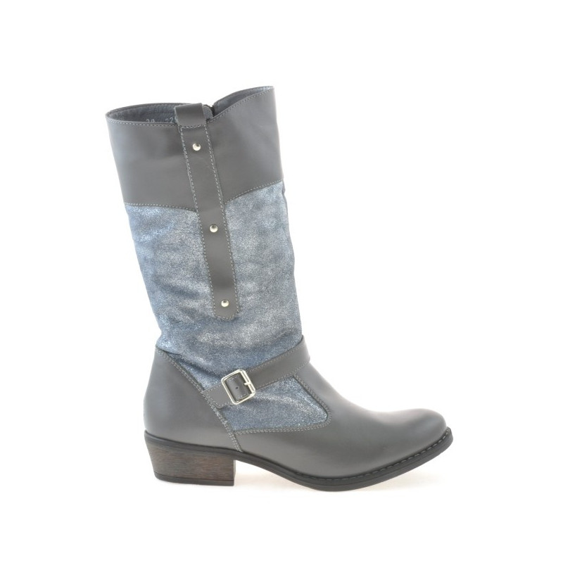 Women knee boots 225 gray combined