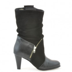 Women knee boots 1117 black antilopa combined