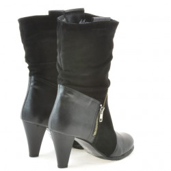 Women knee boots 1117 black antilopa combined