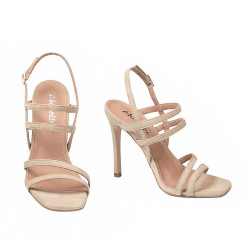 Women sandals 1345 beige velour