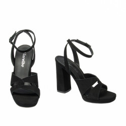Women sandals 1347 black velour