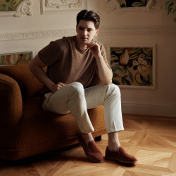 Men loafers, moccasins 980 camel velour lifestyle