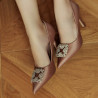 Women stylish, elegant shoes 1339 satin nude lifestyle
