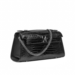 Women shoulder bag 041g 01 croco patent black