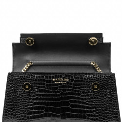 Women shoulder bag 041g croco patent black