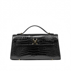 Women shoulder bag 041g croco patent black