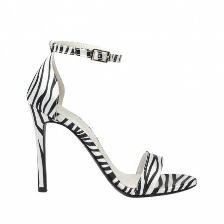 Women sandals 1349 satin zebra white