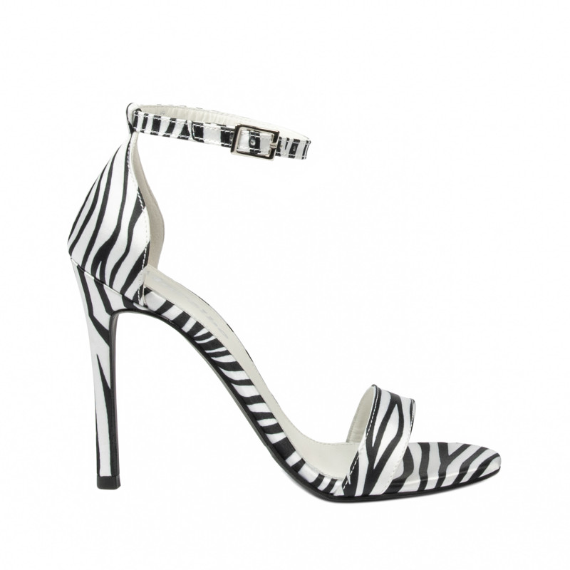 Women sandals 1349 satin zebra white